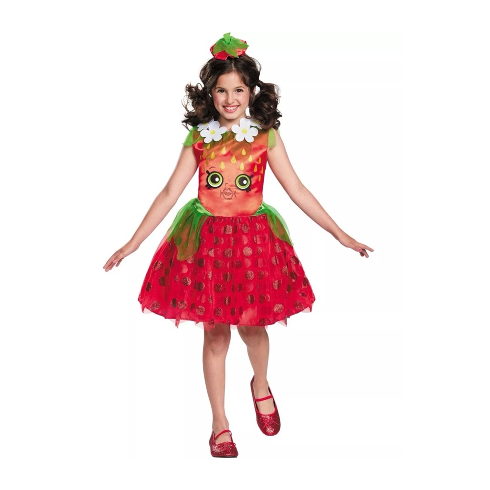 Shopkins Girls Strawberry Kiss Classic Costume Dress & Headband Small 4-6X